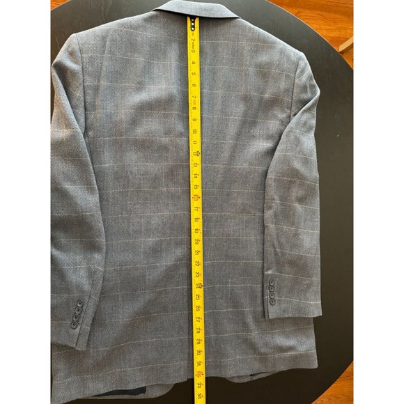 Jos A Bank Silk Wool Sport Coat Mens 42L Herringbone Windowpane Jacket Blazer - Picture 14 of 16